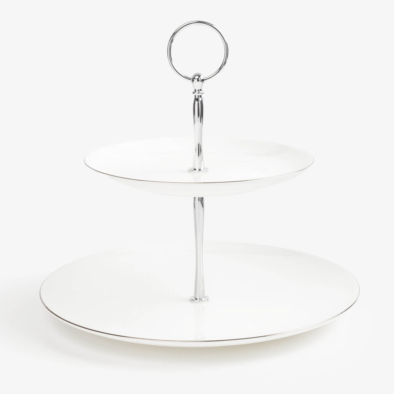 Cake stand, 26x18 / 24 cm, 2 tiers, porcelain F / metal, white, Antarctica изображение № 1