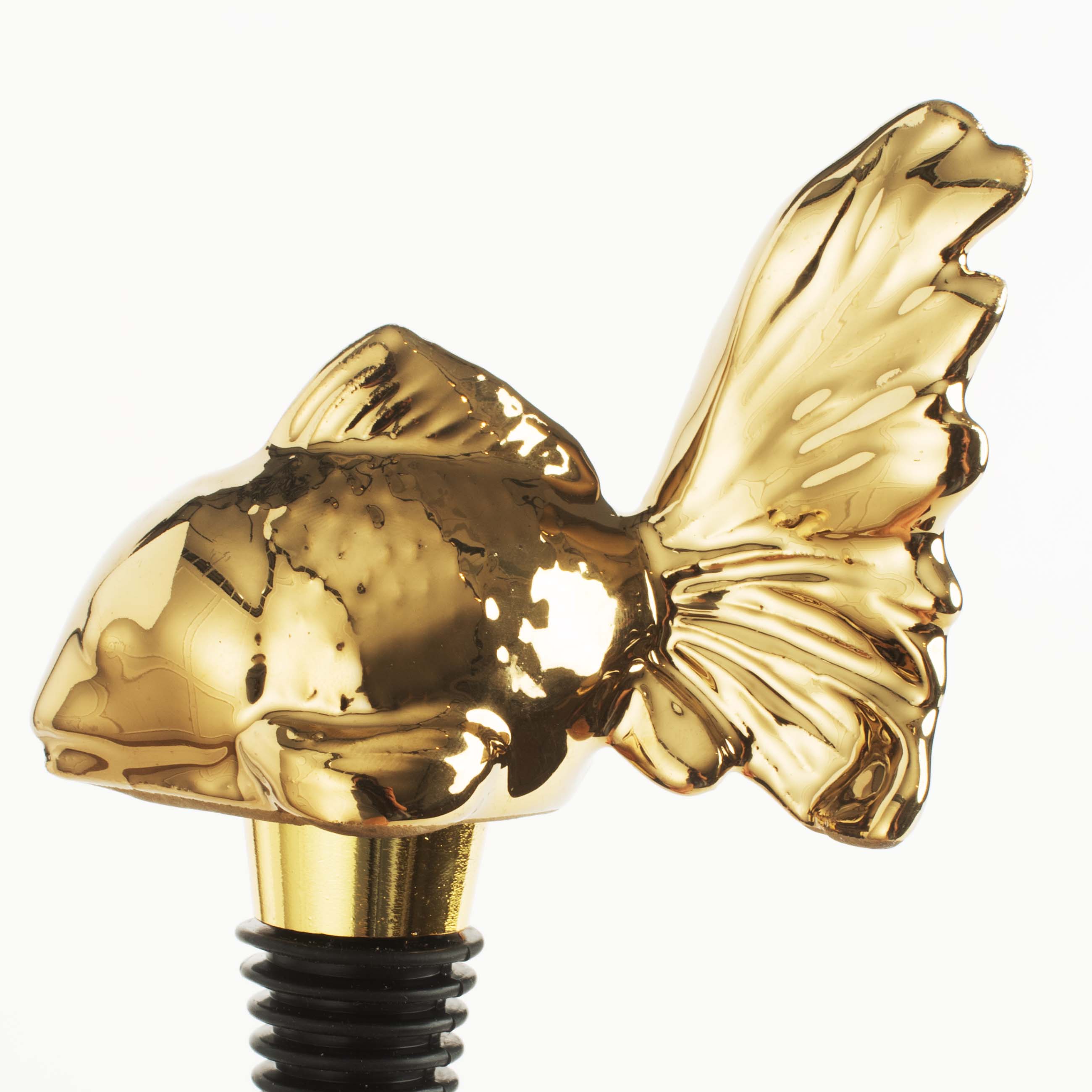 Wine bottle stopper, 12 cm, metal / ceramic, Golden, Fish, Goldfish изображение № 4