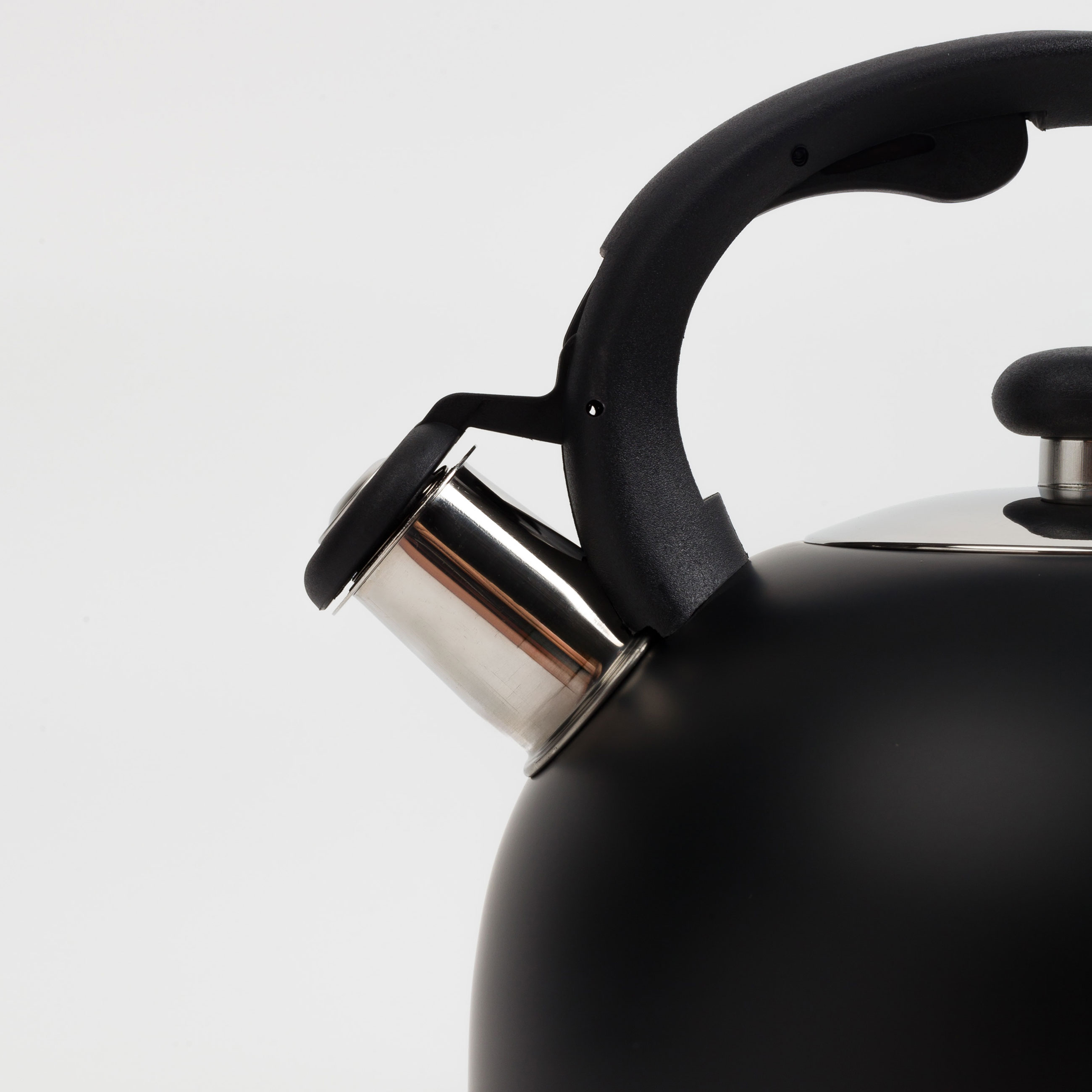 Teapot, 3 L, with whistle, steel / nylon, Black, Whistle изображение № 5