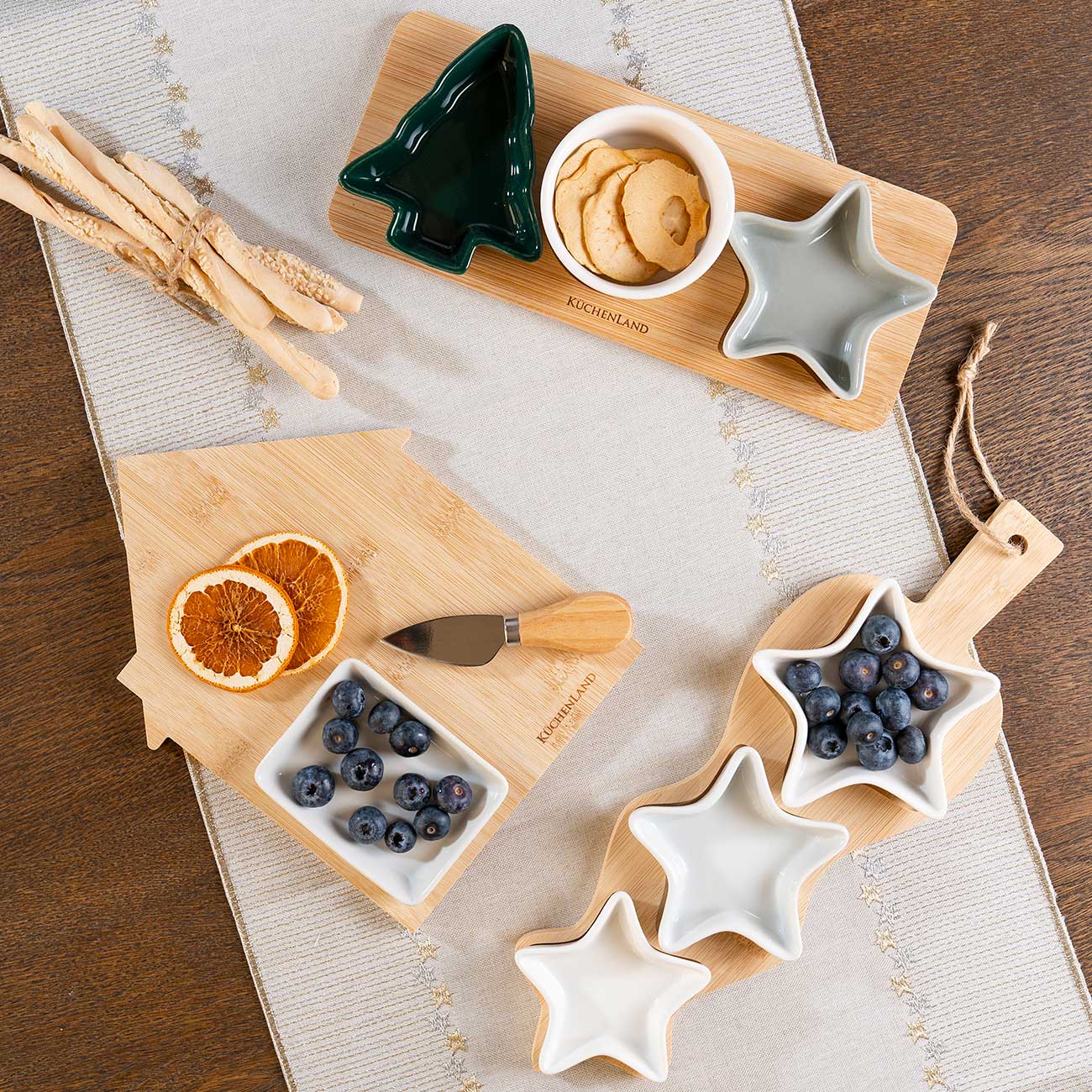 Snack set, 3 items, on a stand, ceramic / Bamboo, Stars, Bamboo изображение № 6