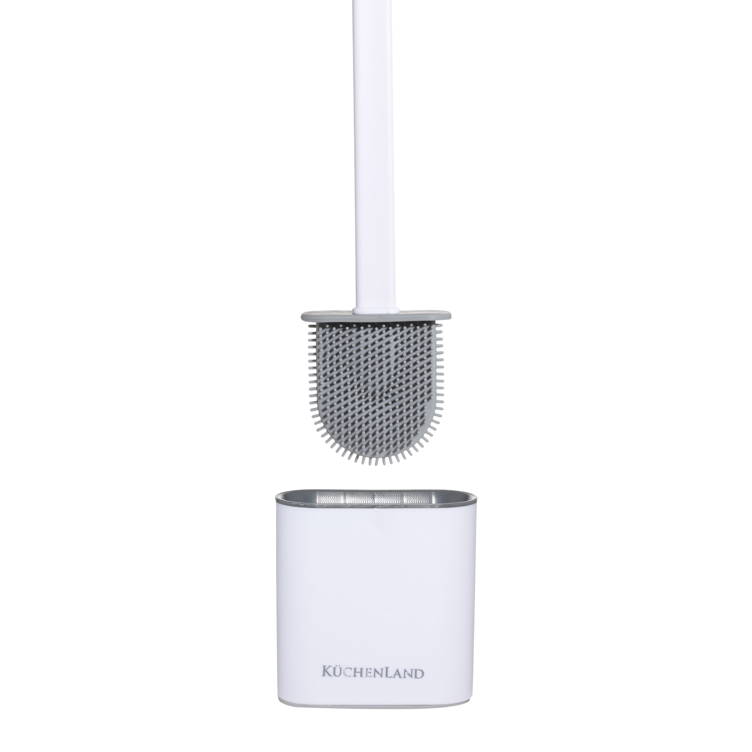 Toilet brush, 35 cm, with stand, flexible, rubber / plastic, white, Click изображение № 3