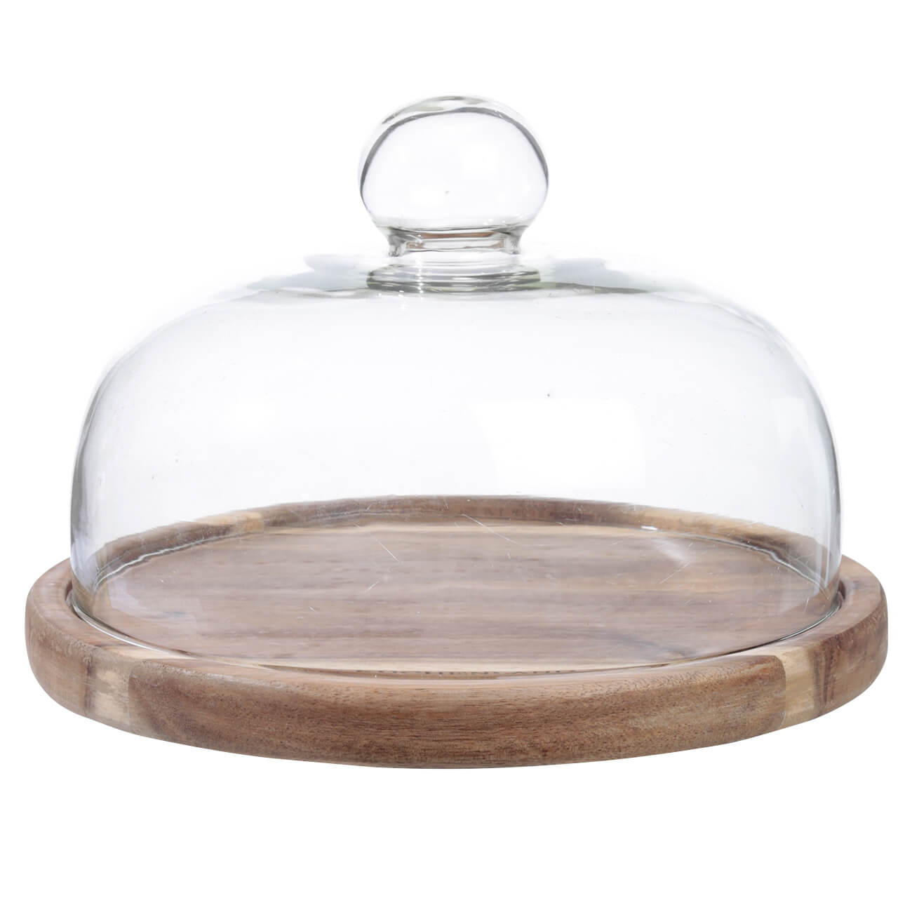Dish with lid, 23x15 cm, wood/glass, round изображение № 1
