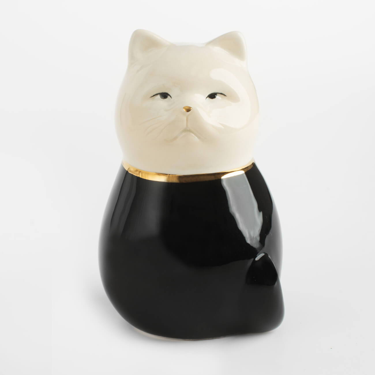 Figurine, 11 cm, ceramic, black and white, Cat, B&amp;W изображение № 1