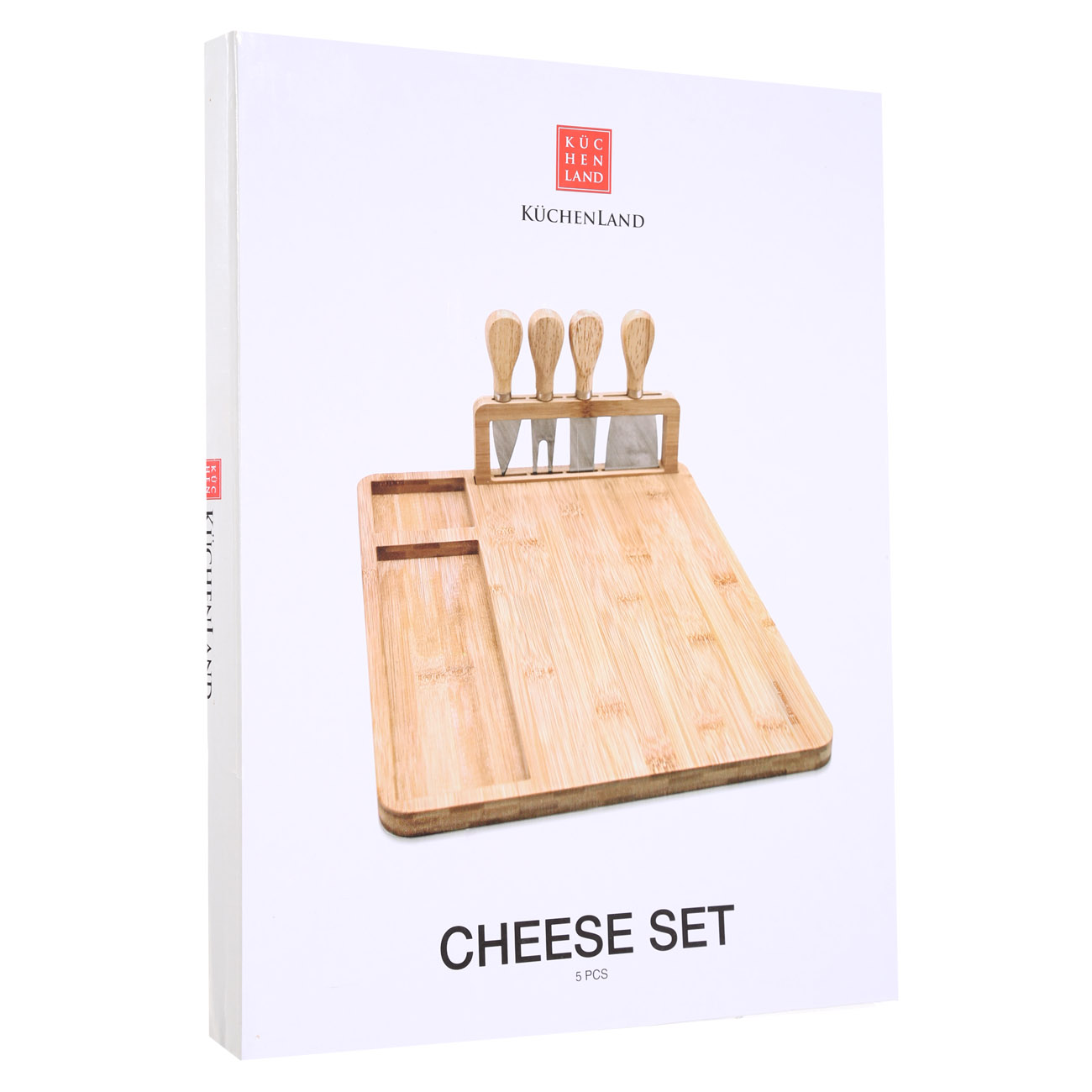 Cheese set, 5 items, board with compartment, Steel / Bamboo, Cheese изображение № 8