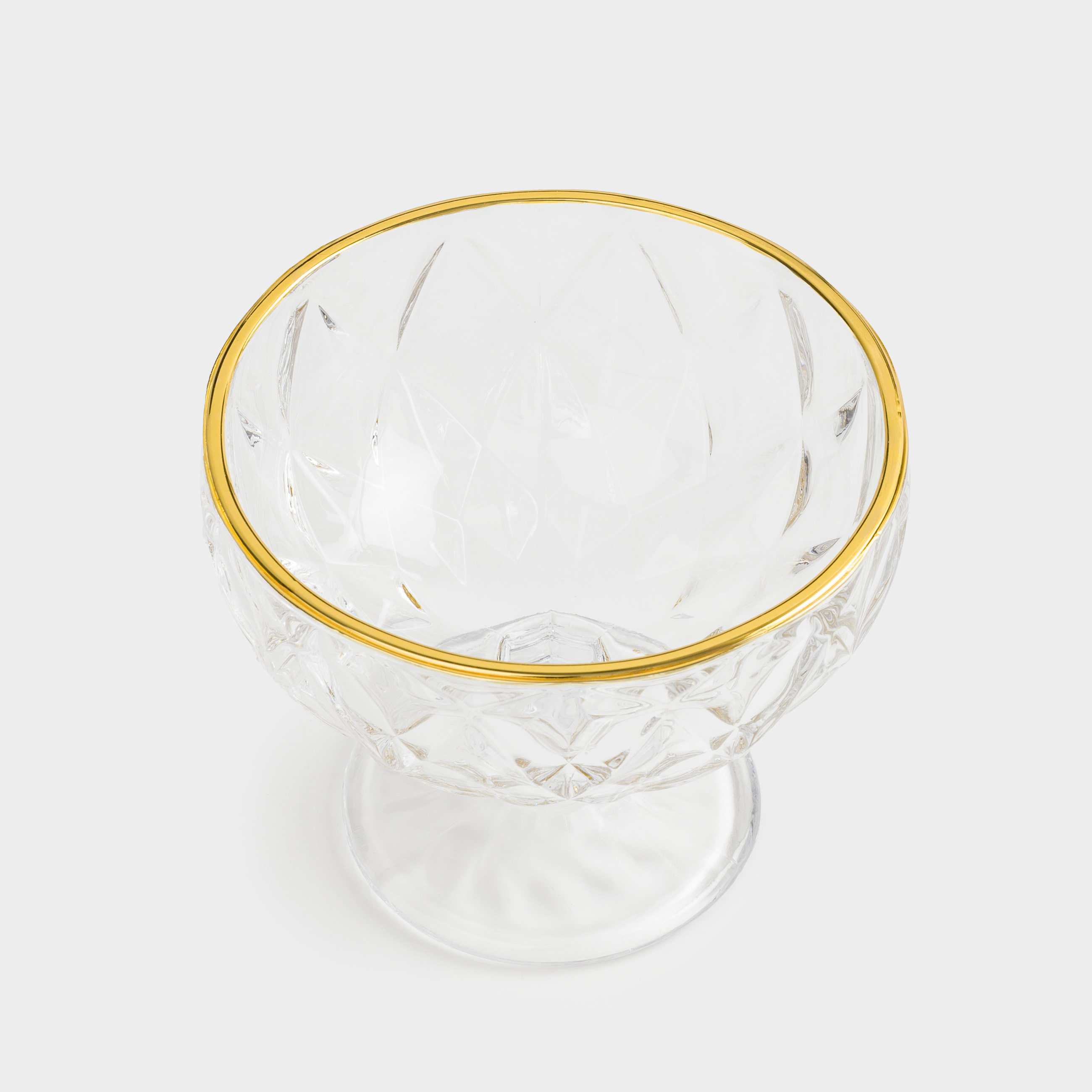 Cream bowl, 12 cm, 320 ml, P glass, with golden edging, Rhomb gold изображение № 3