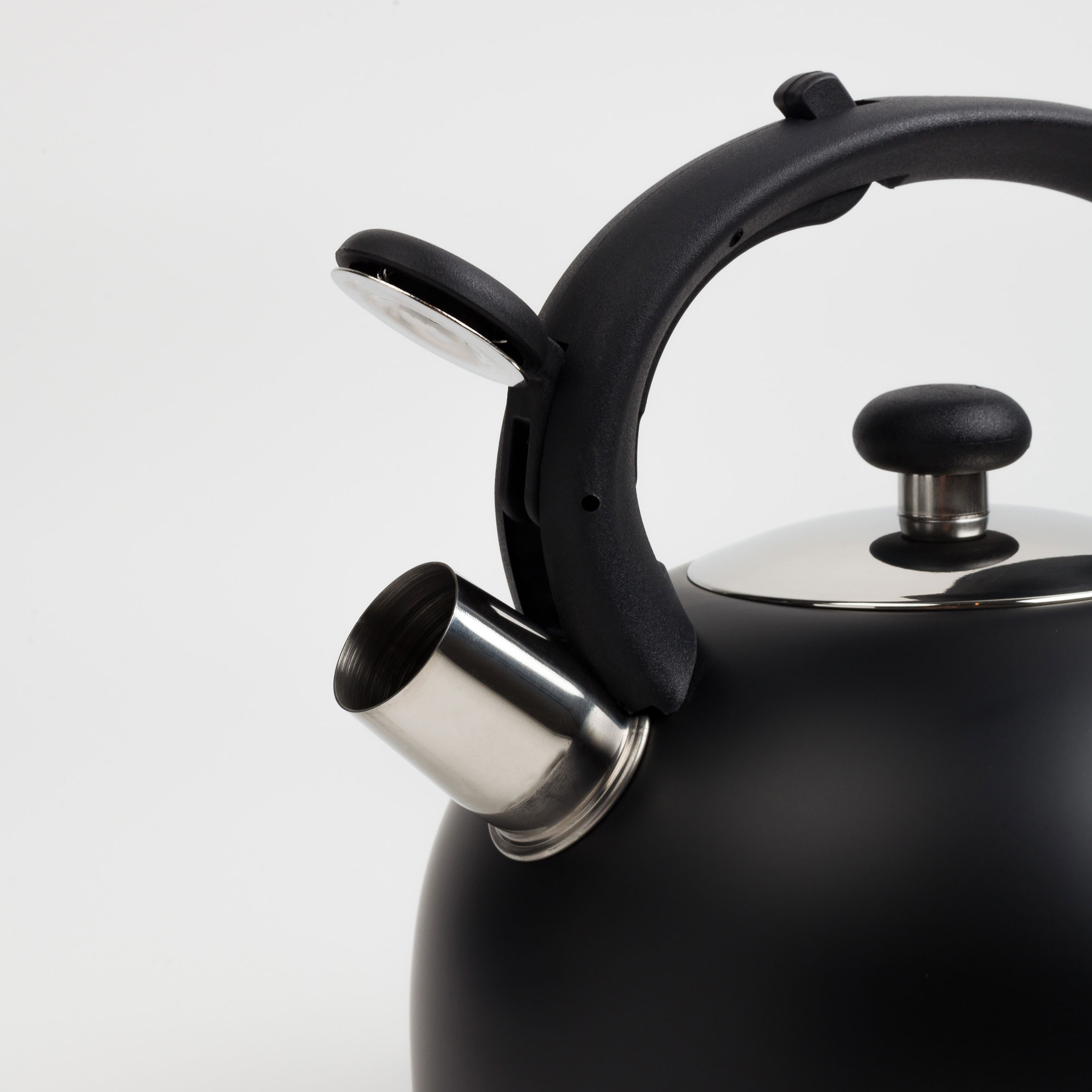 Teapot, 3 L, with whistle, steel / nylon, Black, Whistle изображение № 3