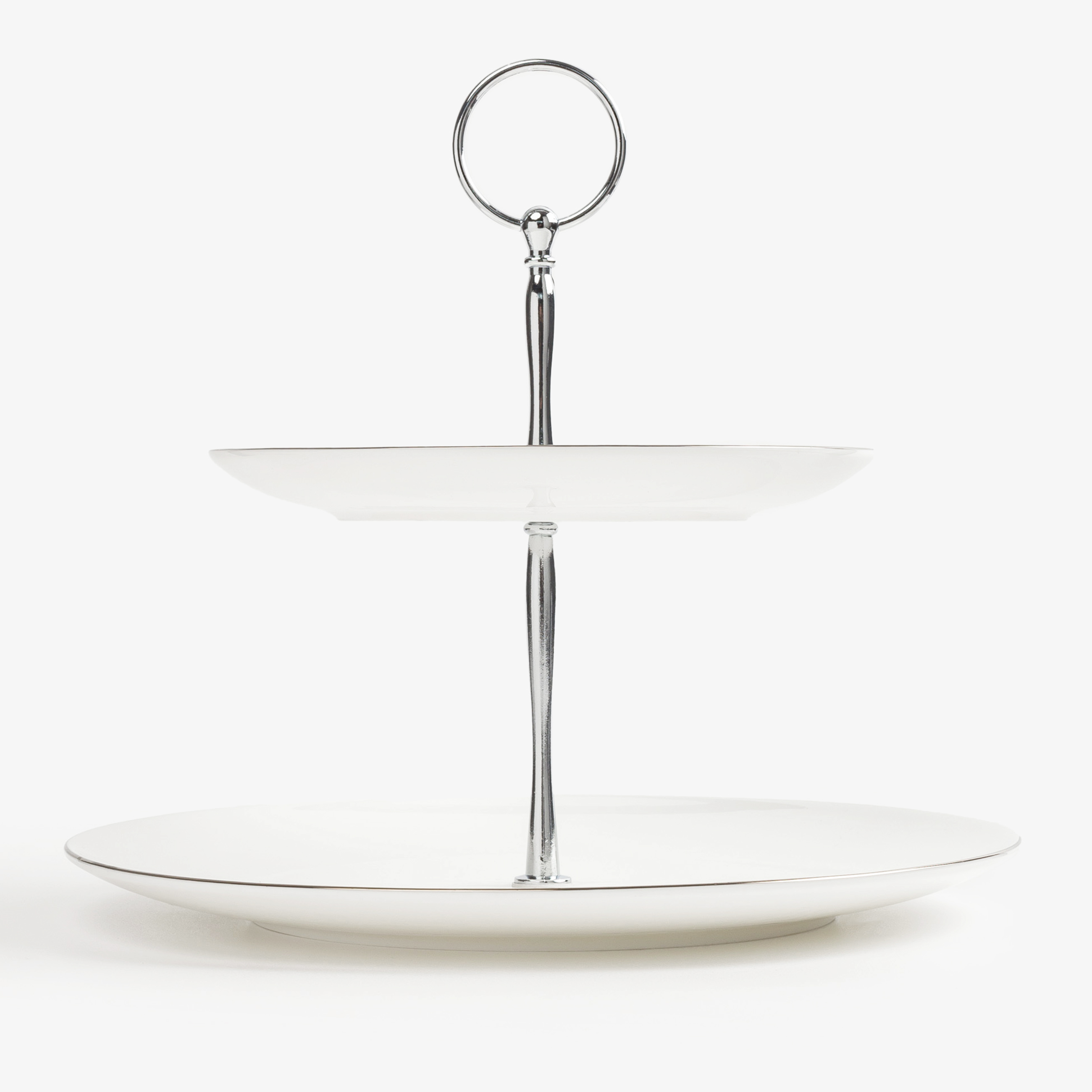 Cake stand, 26x18 / 24 cm, 2 tiers, porcelain F / metal, white, Antarctica изображение № 2