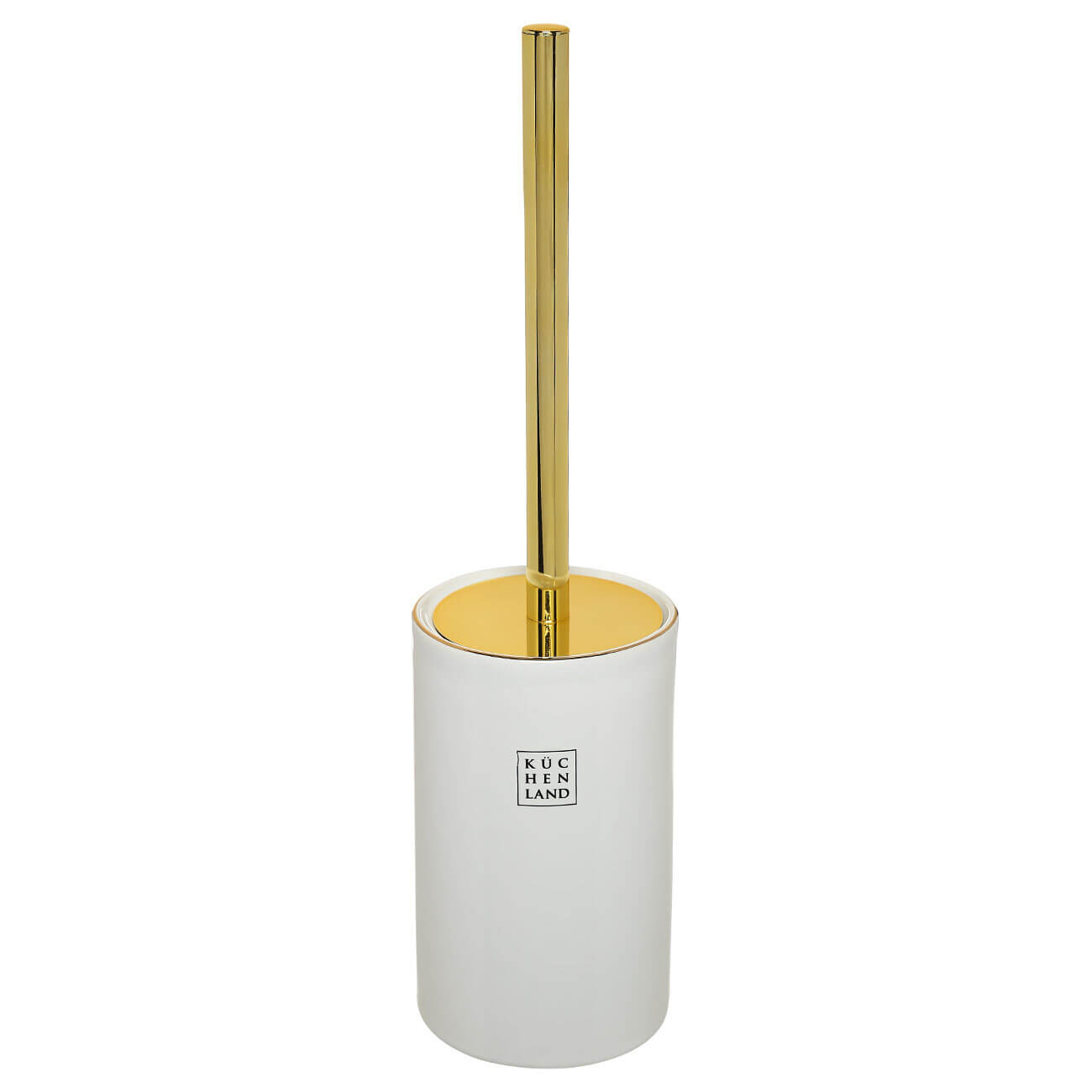 Toilet brush, 26 cm, with stand, plastic / ceramic, white and gold, Freya изображение № 1