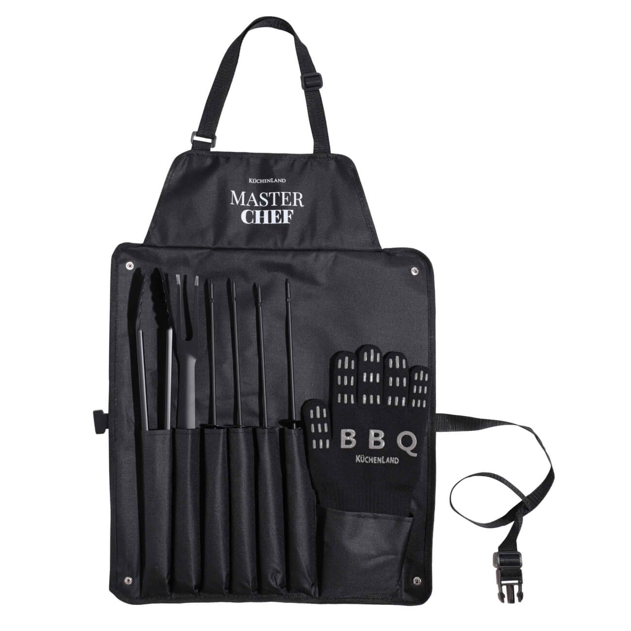 BBQ set, 7 items, in apron, black, BBQ изображение № 1