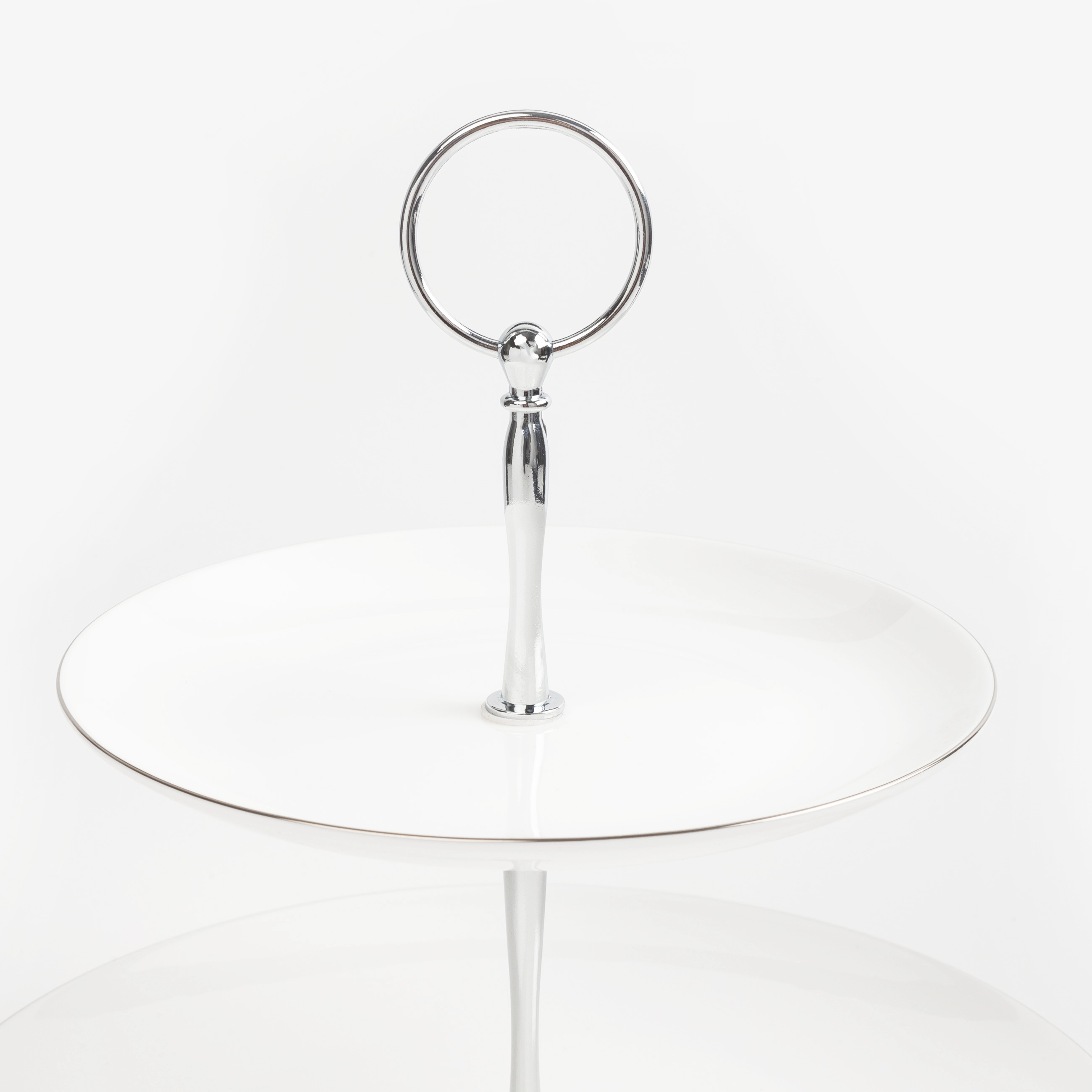 Cake stand, 26x18 / 24 cm, 2 tiers, porcelain F / metal, white, Antarctica изображение № 5