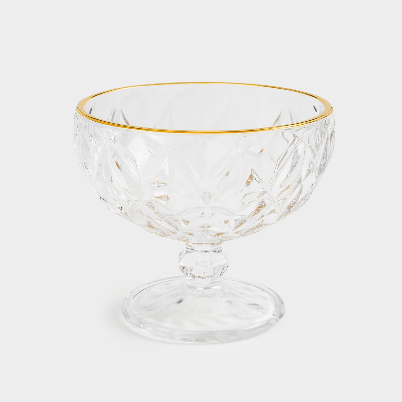 Cream bowl, 12 cm, 320 ml, P glass, with golden edging, Rhomb gold изображение № 1