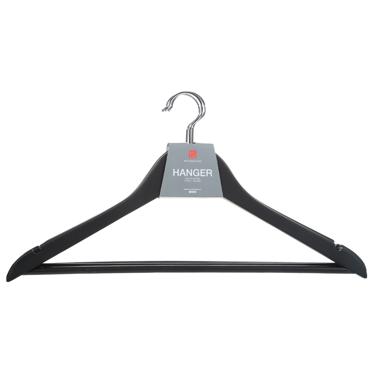 Hanger, 44 cm, 3 pieces, wood, black, Wooden house изображение № 2