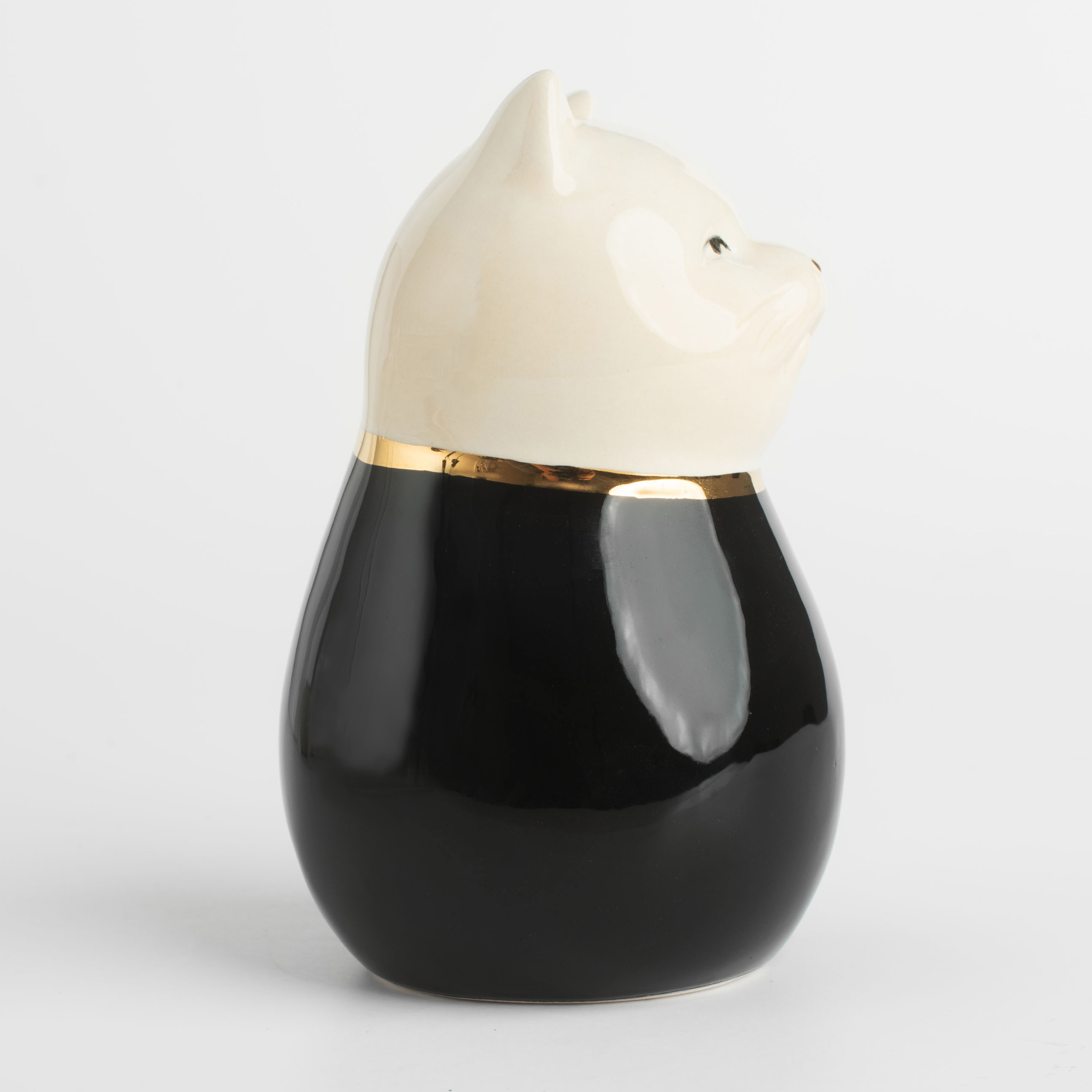 Figurine, 11 cm, ceramic, black and white, Cat, B&amp;W изображение № 3