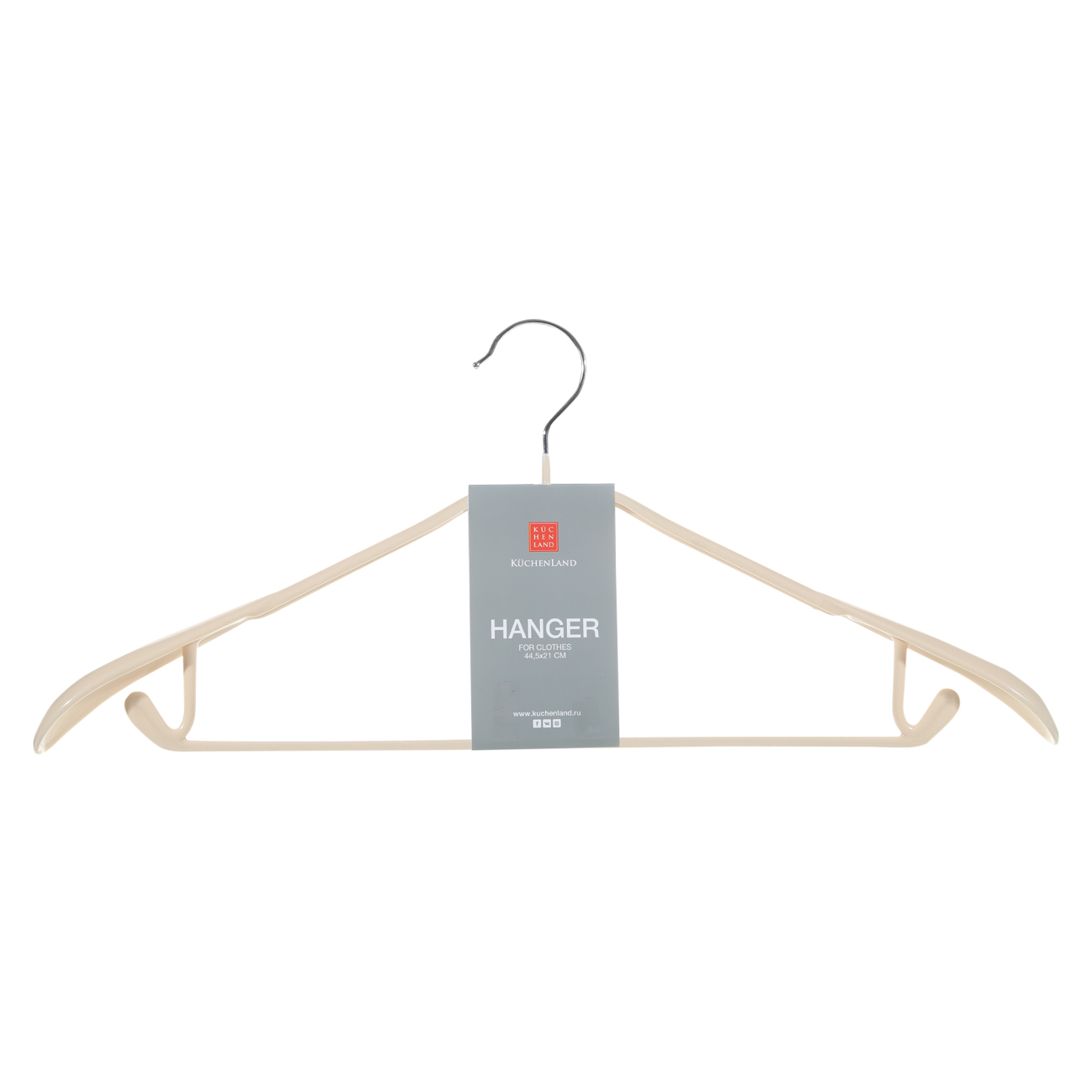 Hanger, 44 cm, with shoulder pad, with loops for trousers/skirts, metal coated, beige, Colorful house изображение № 2