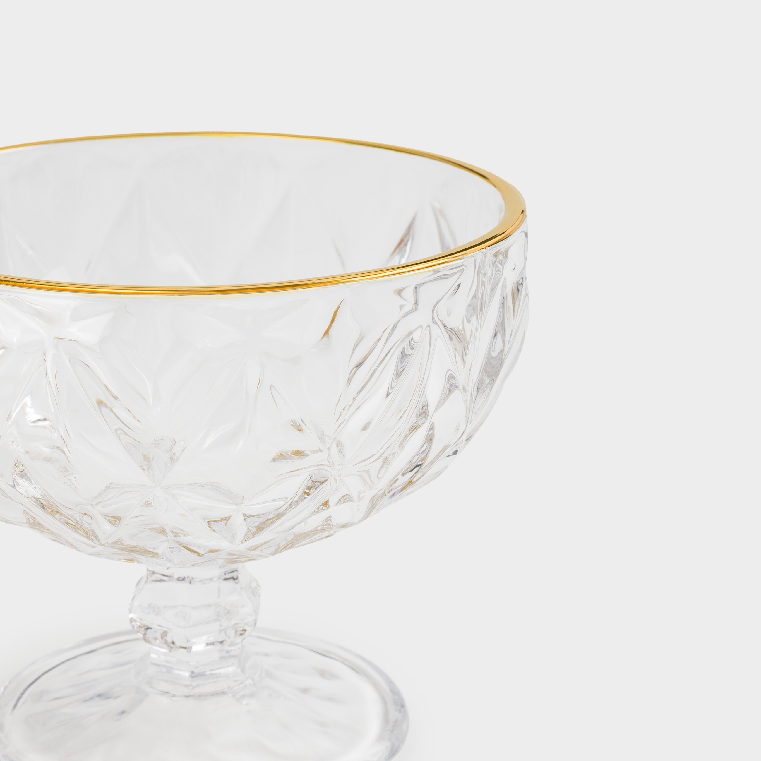 Cream bowl, 12 cm, 320 ml, P glass, with golden edging, Rhomb gold изображение № 5