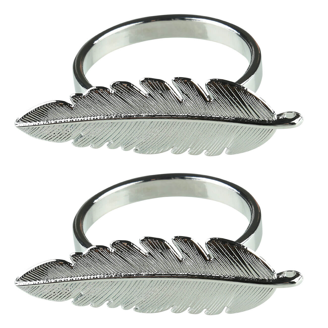 Napkin ring, 5 cm, 2 pcs, metal, silver, Feather, Fantastic изображение № 1