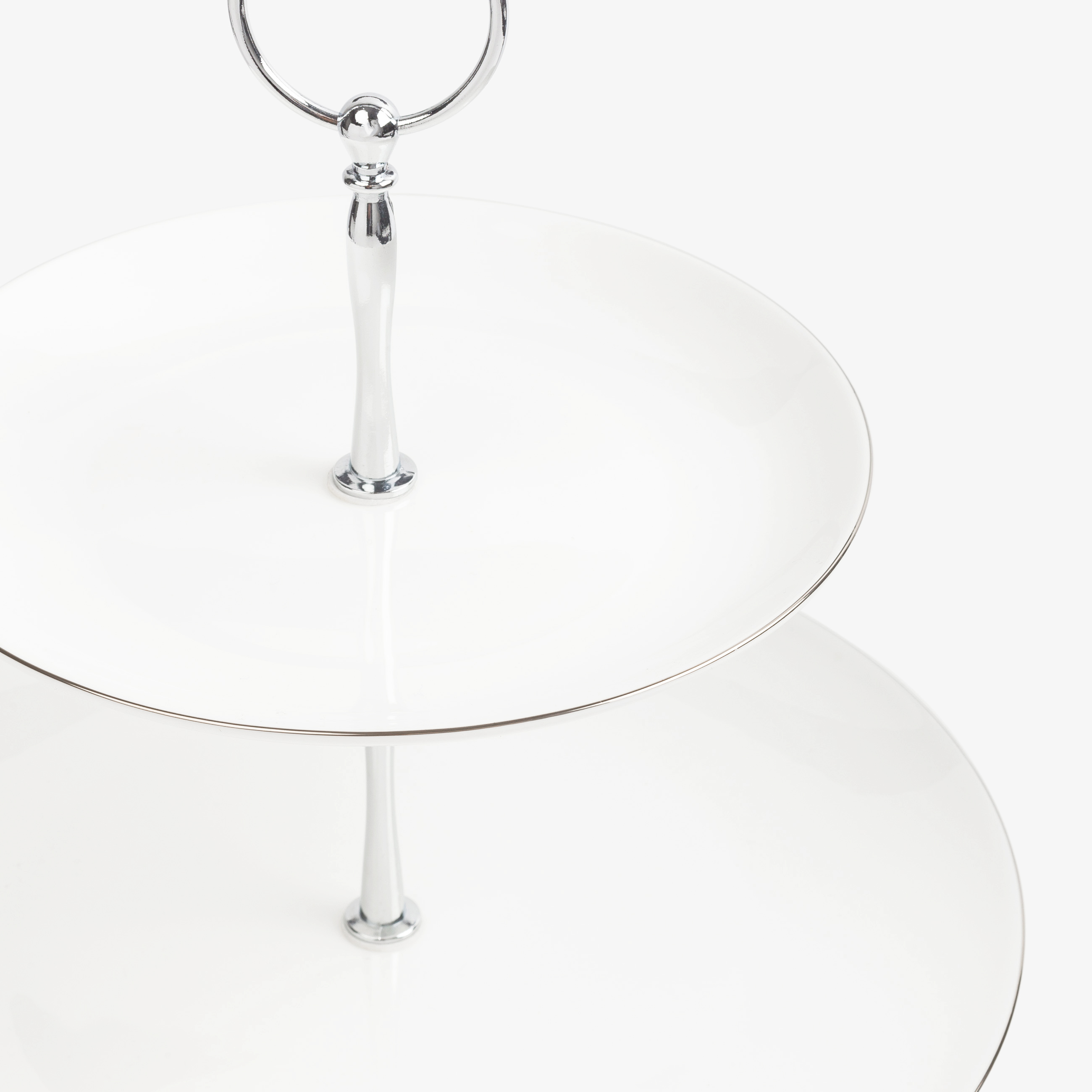 Cake stand, 26x18 / 24 cm, 2 tiers, porcelain F / metal, white, Antarctica изображение № 4