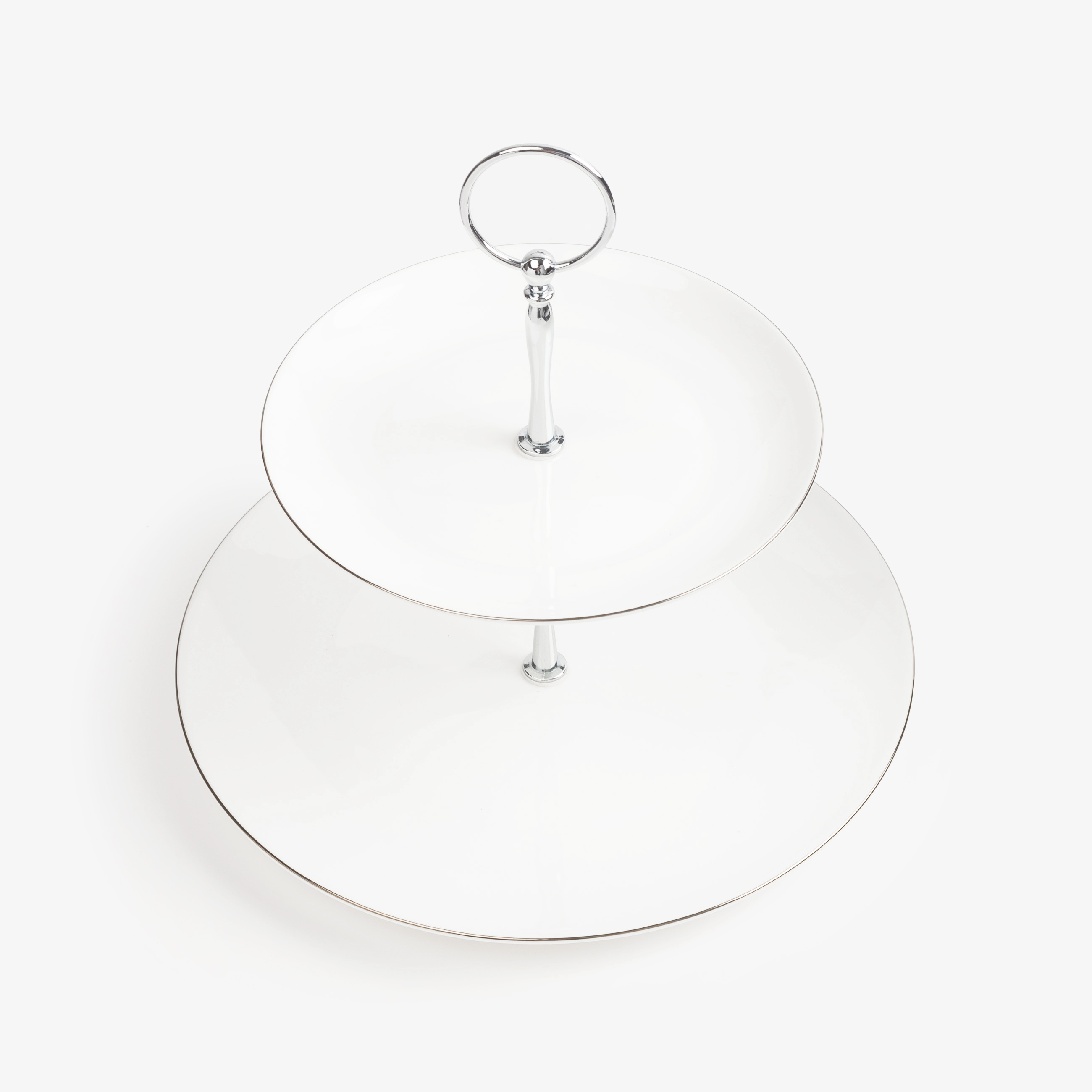 Cake stand, 26x18 / 24 cm, 2 tiers, porcelain F / metal, white, Antarctica изображение № 3