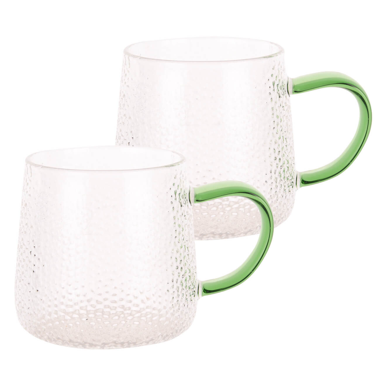 Mug, 340 ml, 2 pcs, B glass, with green handle, Dawned изображение № 1