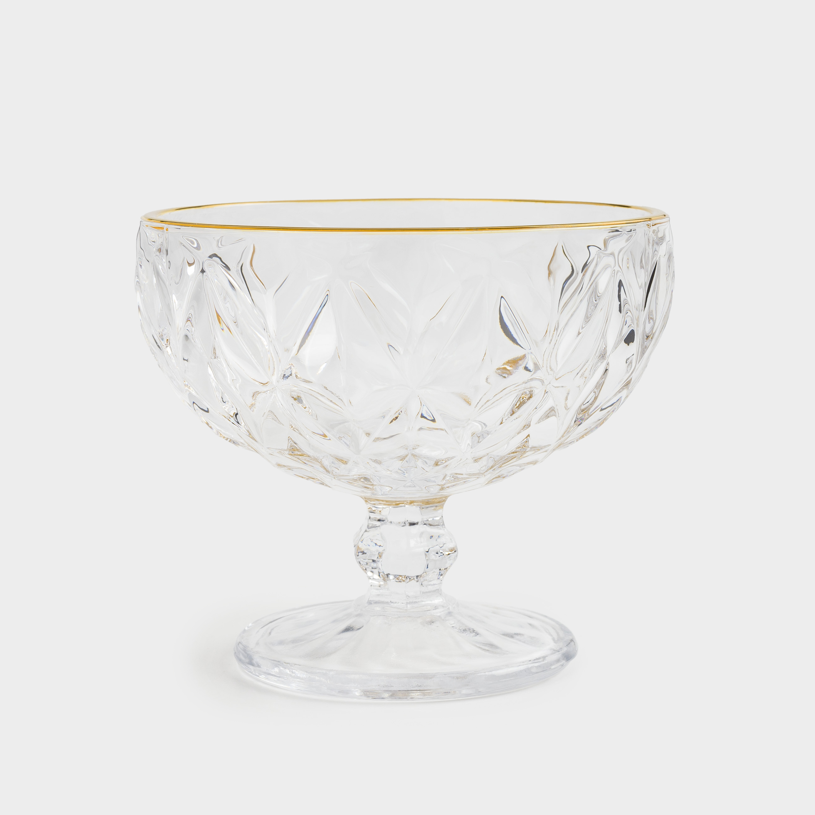 Cream bowl, 12 cm, 320 ml, P glass, with golden edging, Rhomb gold изображение № 2