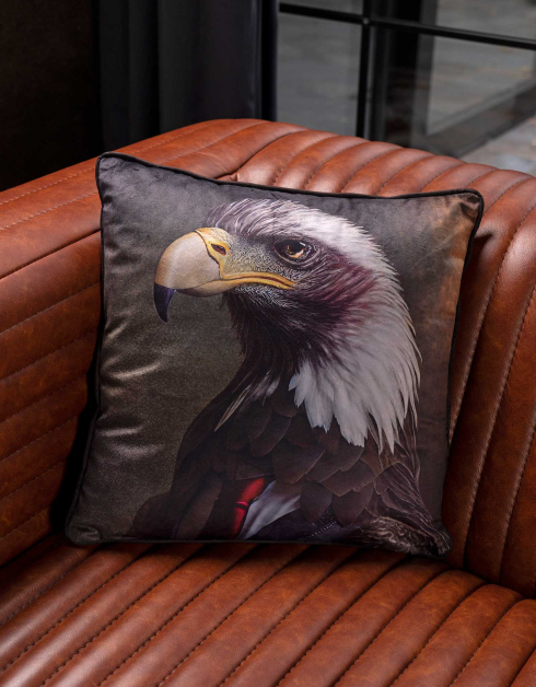 Decorative pillow, 40x40, corduroy, black, Eagle, Eagle